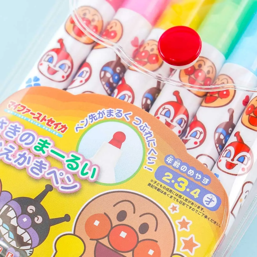 Anpanman Round Tip Marker Set - 6 pcs