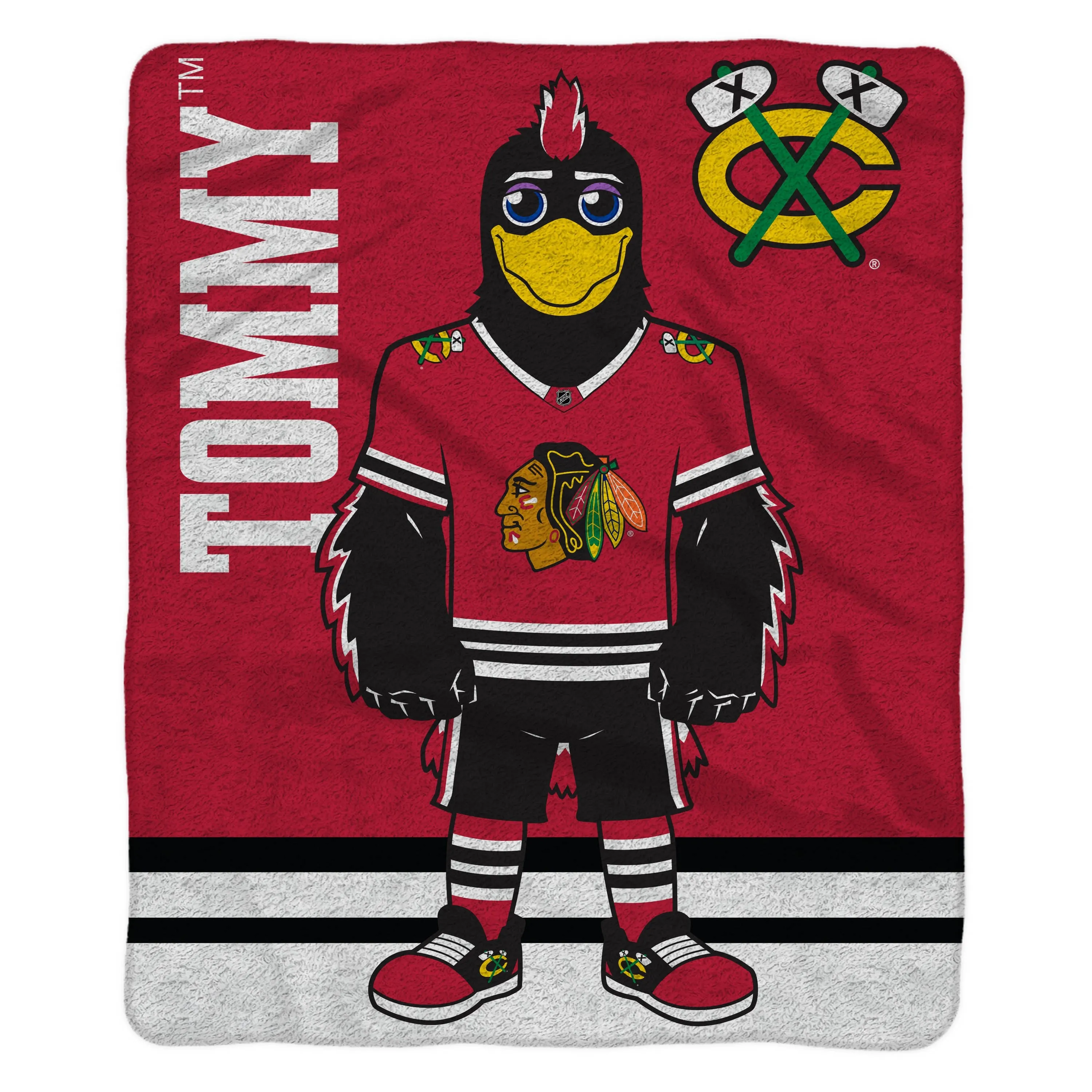 Chicago Blackhawks Tommyhawk Sleep Squad Blanket & 10" Bleacher Creature Bundle