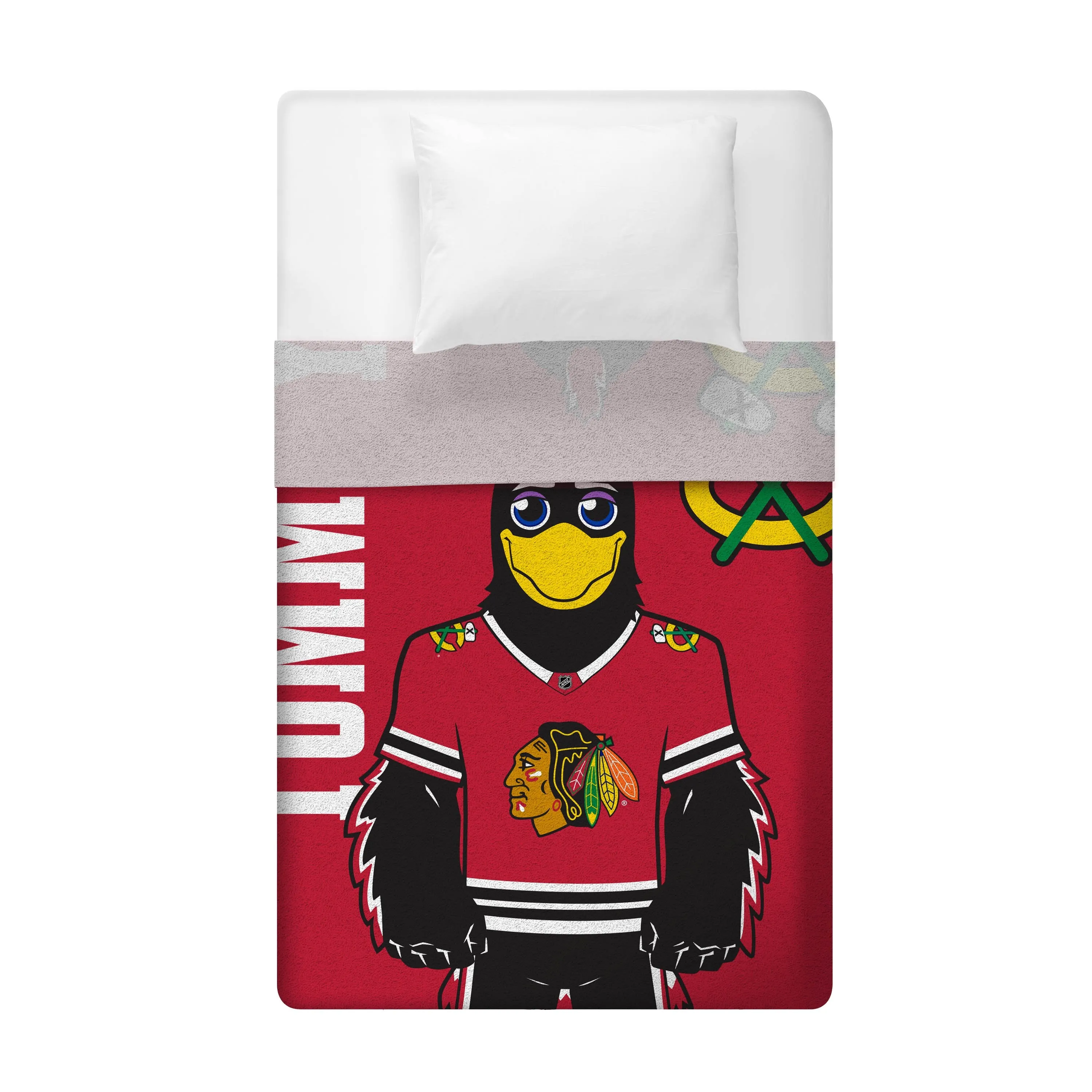 Chicago Blackhawks Tommyhawk Sleep Squad Blanket & 10" Bleacher Creature Bundle