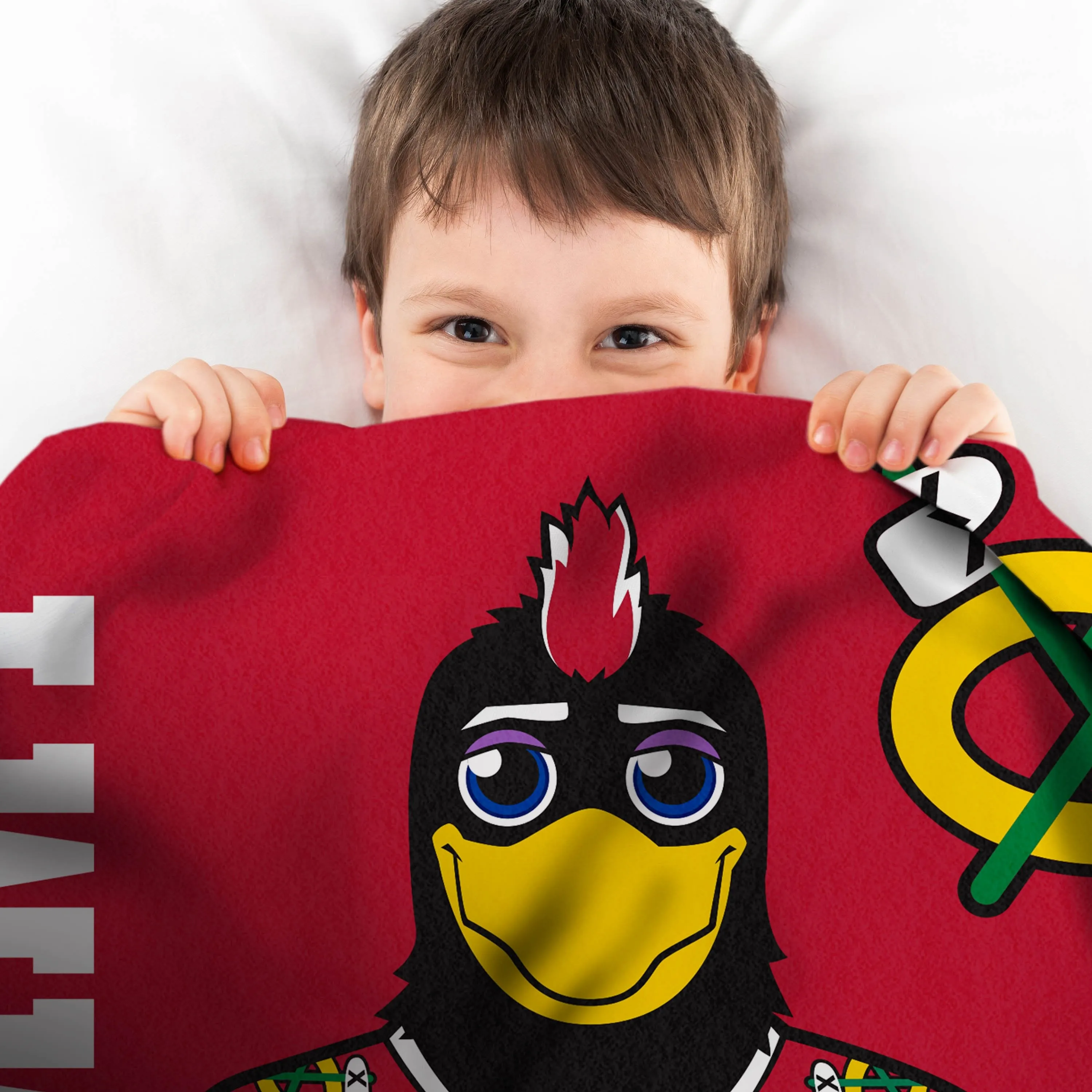Chicago Blackhawks Tommyhawk Sleep Squad Blanket & 10" Bleacher Creature Bundle
