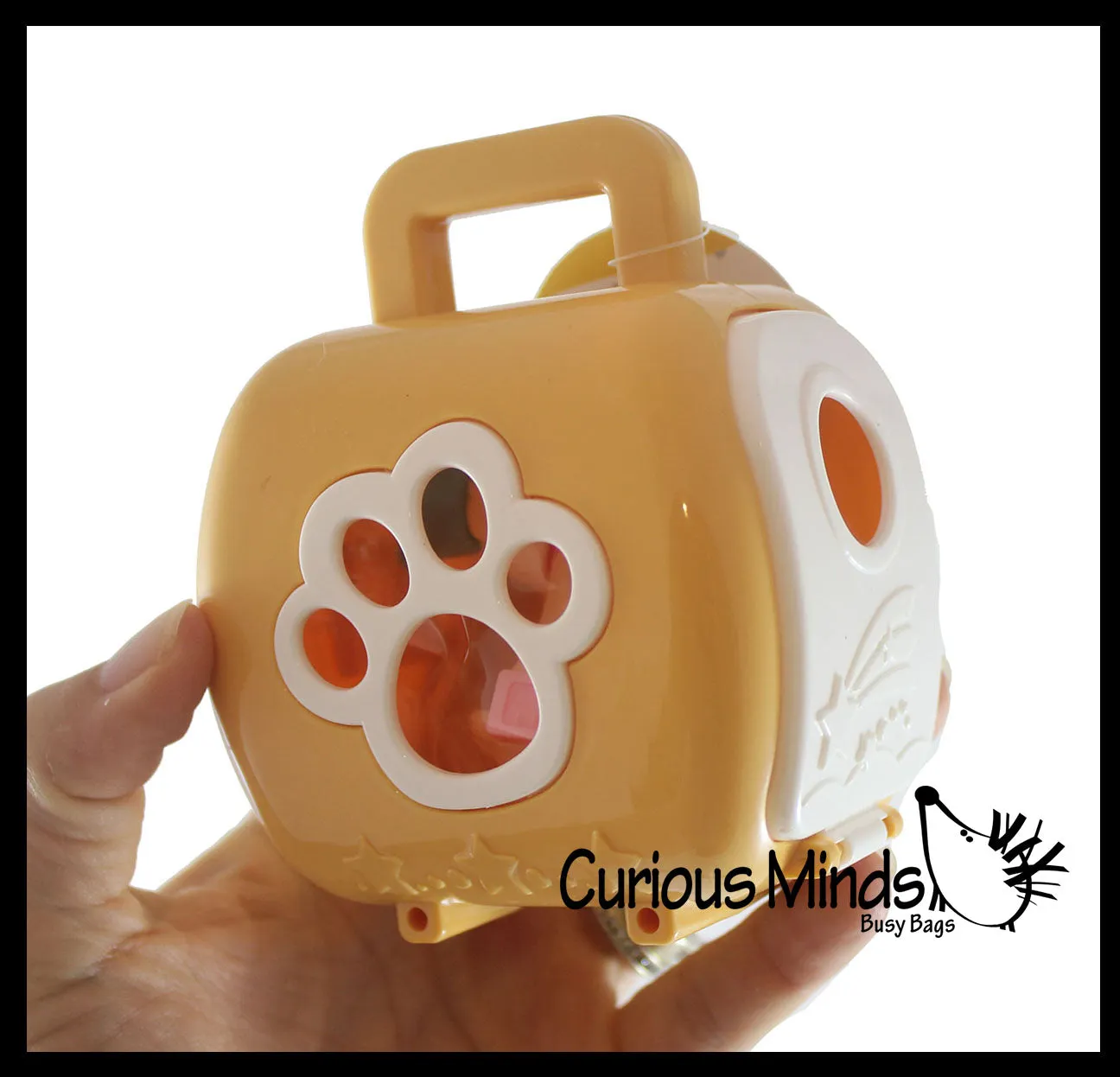 Cute Toy Pet in Animal Carrier - Food Dish and Bottle - Pretend Play Toy