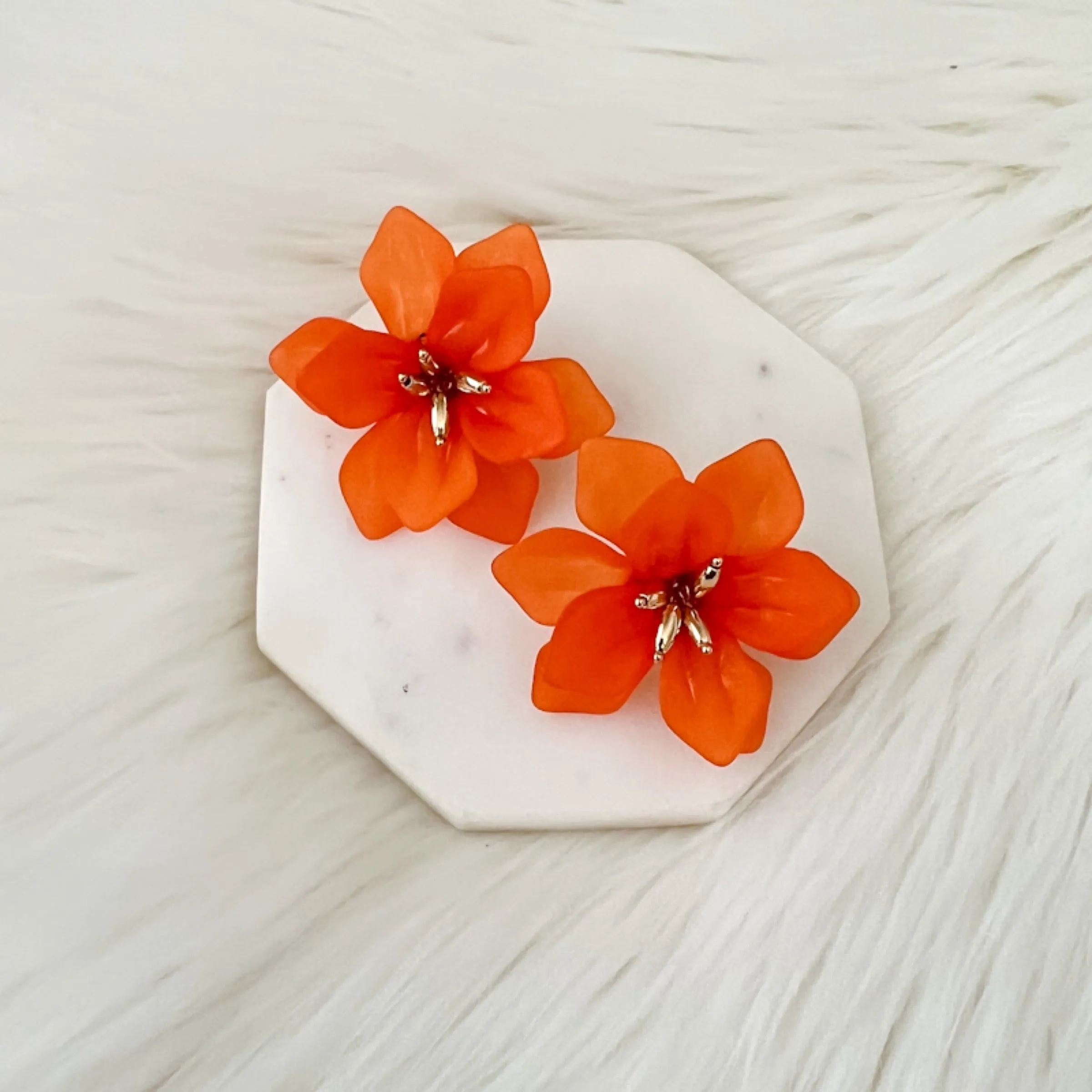 Dahlia Frosted Floral Earrings