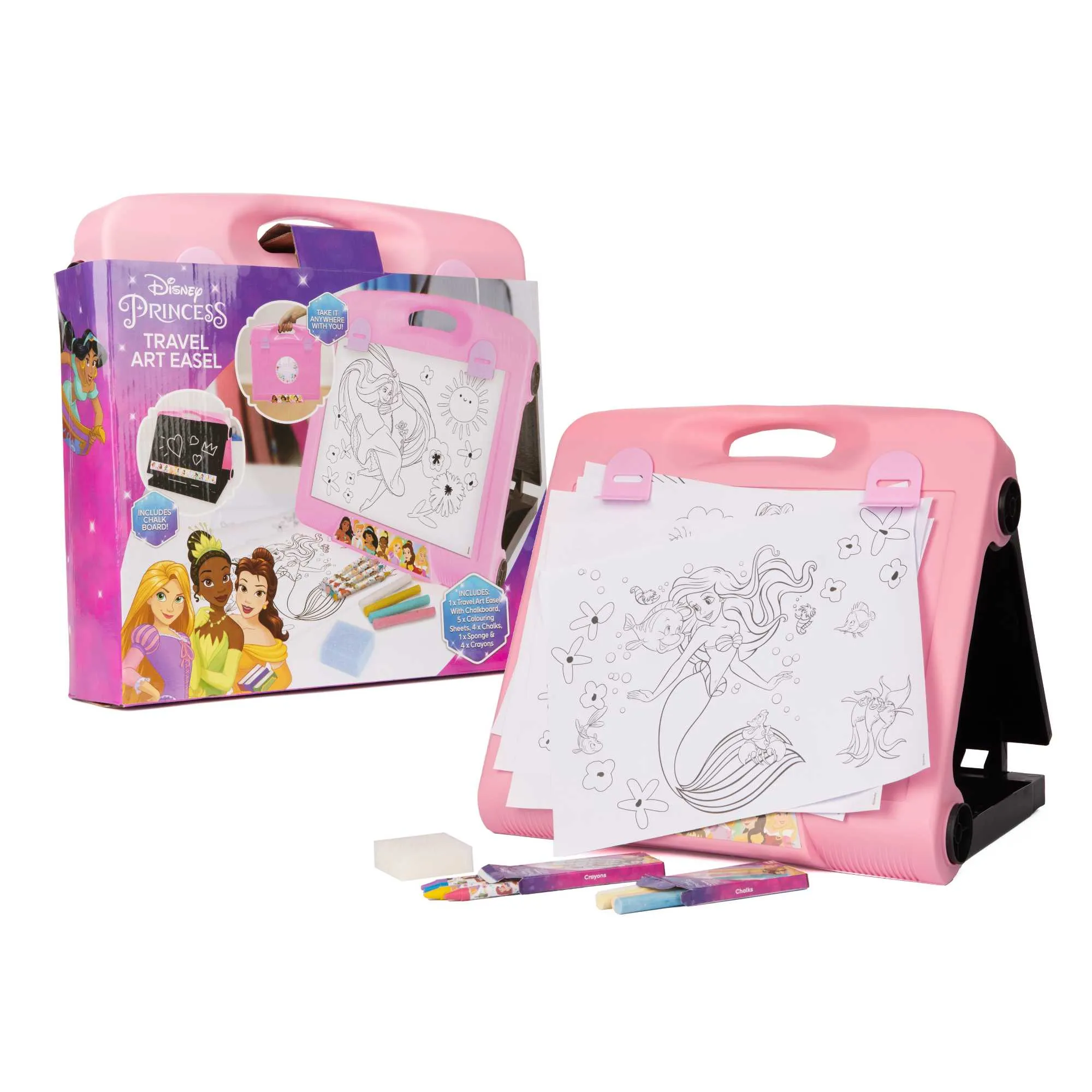 Disney Princess Art Easel  - Chalkboard, Crayons & Chalks included