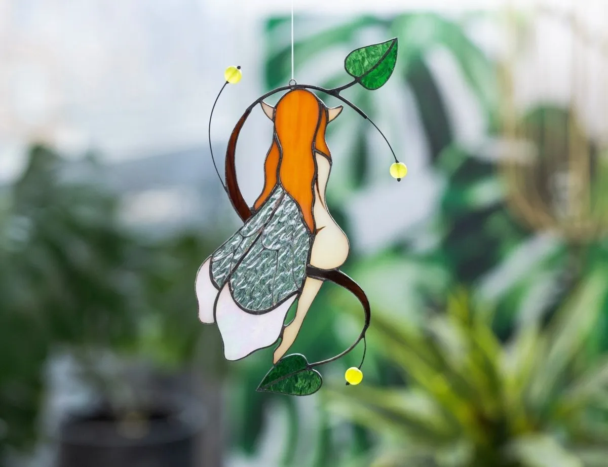 Elf Stained Glass - Suncatcher Hanging Decor 8.5x4.7 inch