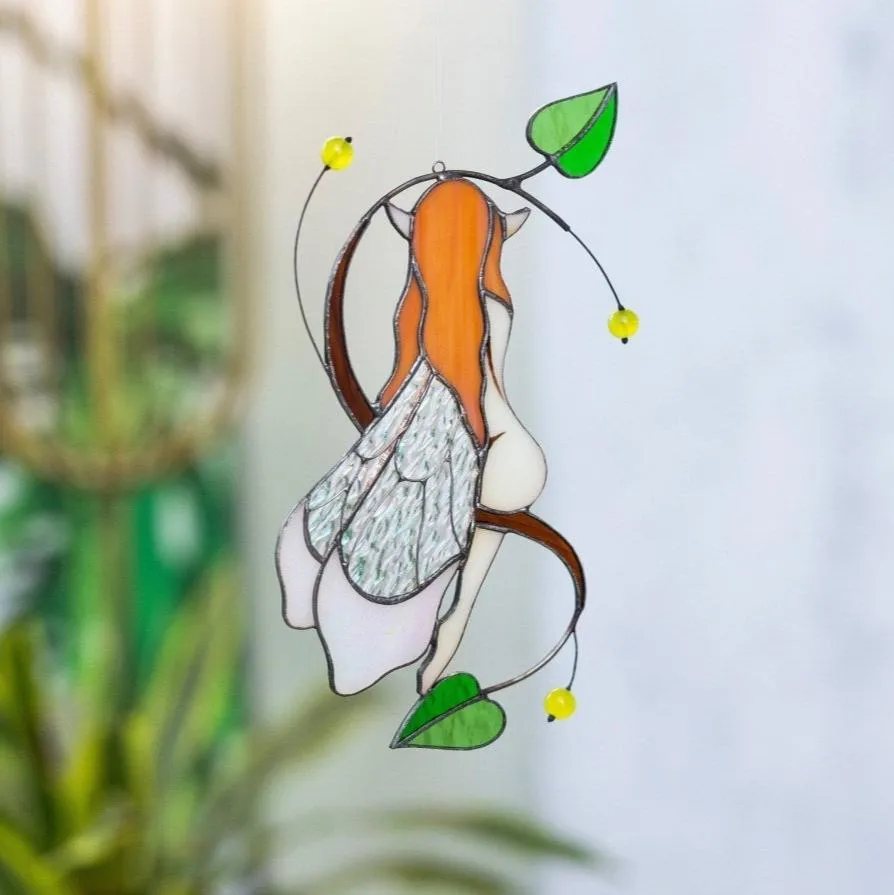 Elf Stained Glass - Suncatcher Hanging Decor 8.5x4.7 inch