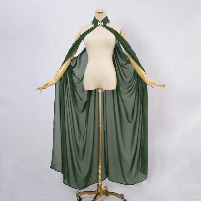 Fairy Elf Cape Elven Queen Princess Collared Cloak Medieval Cosplay Costume