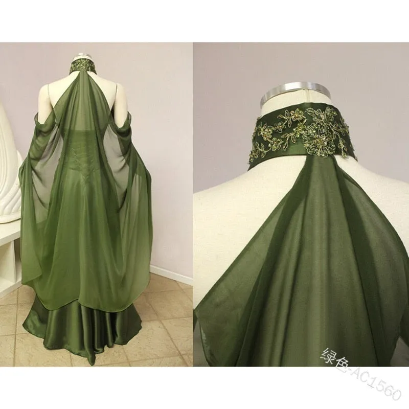 Fairy Elf Cape Elven Queen Princess Collared Cloak Medieval Cosplay Costume