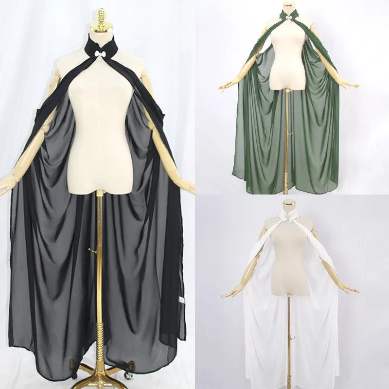 Fairy Elf Cape Elven Queen Princess Collared Cloak Medieval Cosplay Costume