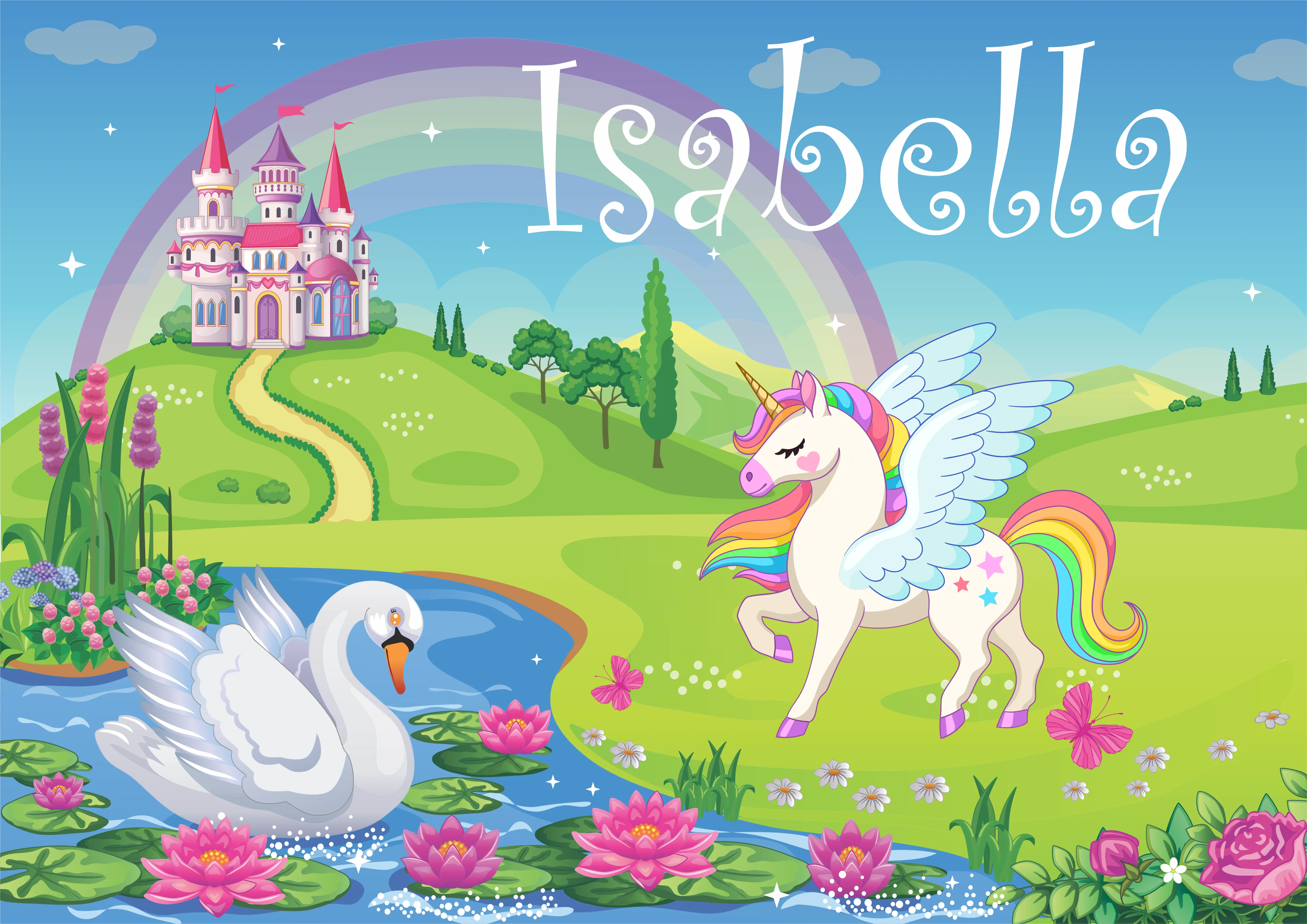 Kids Personalised Magical Unicorn Pegasus Decorative Placemat FDG26-22-24000
