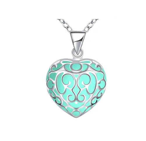 Luminous Heart Small Glow in The Dark Pendant Necklace