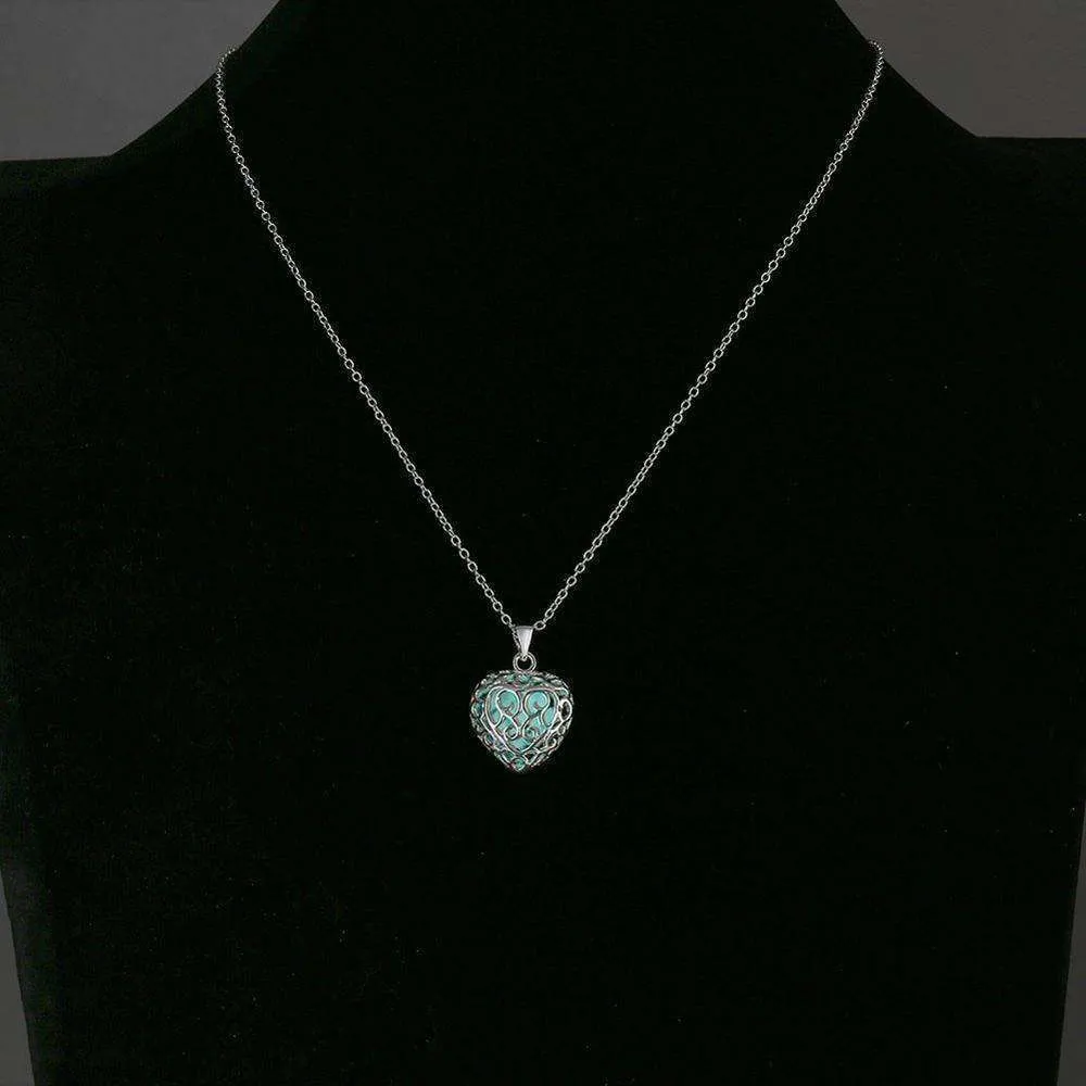 Luminous Heart Small Glow in The Dark Pendant Necklace