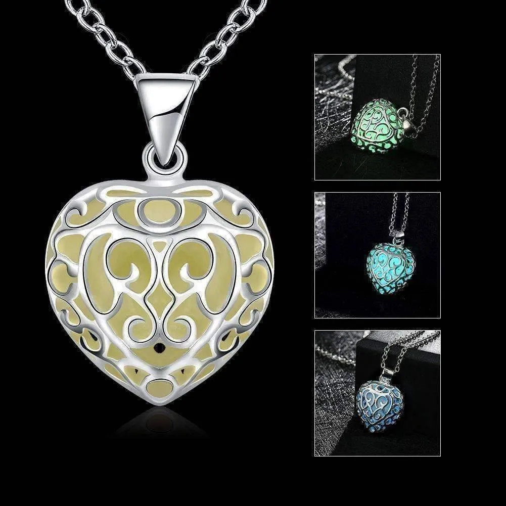 Luminous Heart Small Glow in The Dark Pendant Necklace