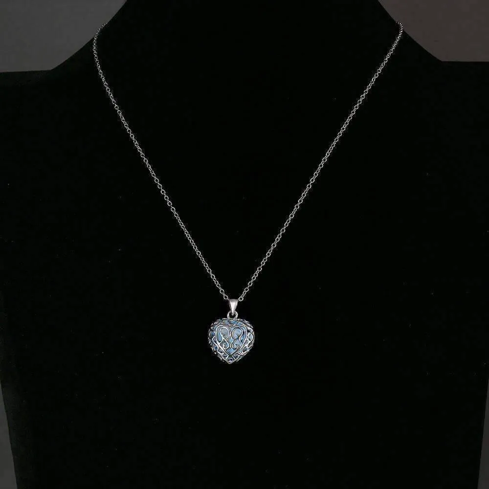 Luminous Heart Small Glow in The Dark Pendant Necklace