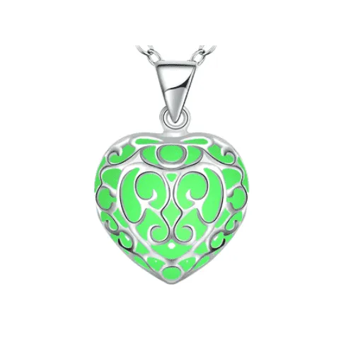 Luminous Heart Small Glow in The Dark Pendant Necklace