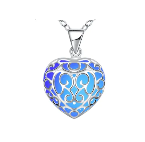 Luminous Heart Small Glow in The Dark Pendant Necklace