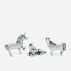Miniature 3pc. Pewter Unicorn Set