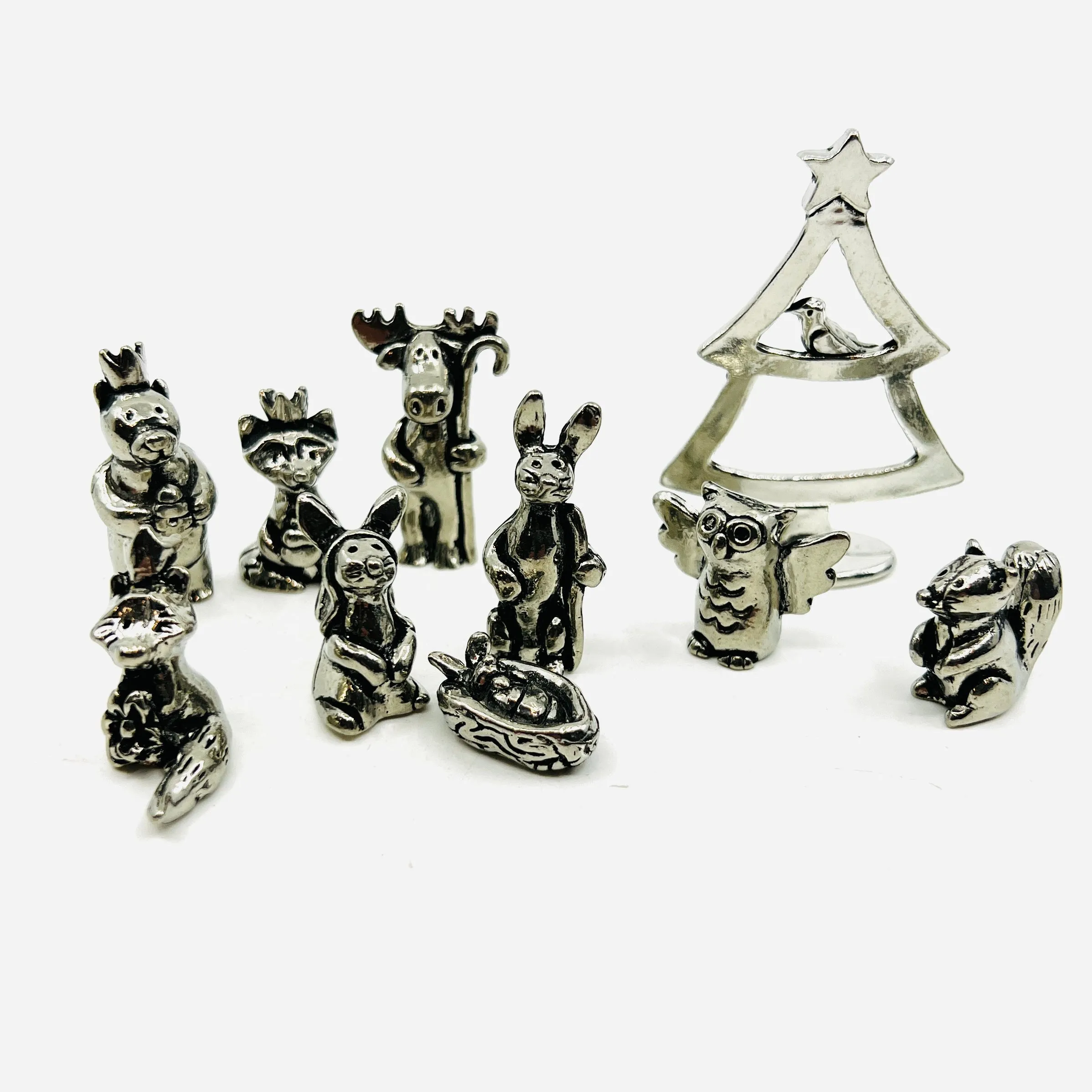 Pewter Woodland Nativity Set