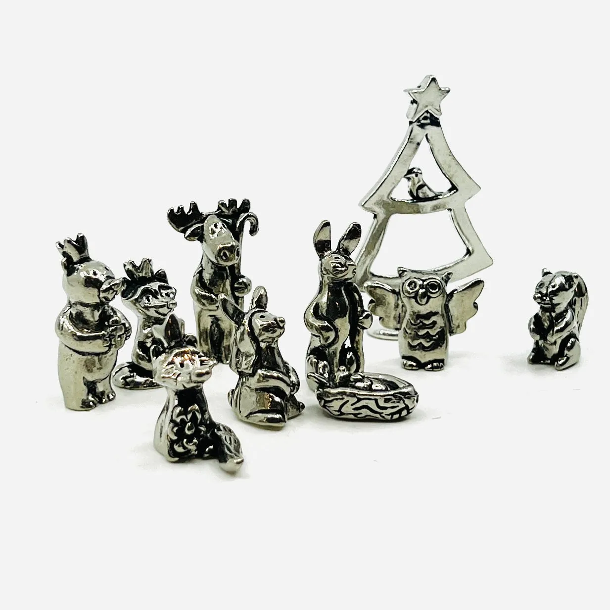 Pewter Woodland Nativity Set