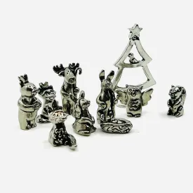 Pewter Woodland Nativity Set
