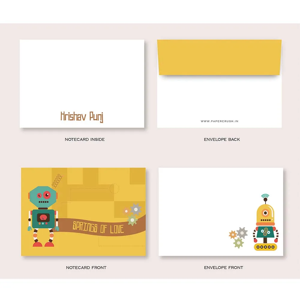 Robot -Folded-Notecards   Envelopes - Set of 25