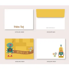 Robot -Folded-Notecards   Envelopes - Set of 25