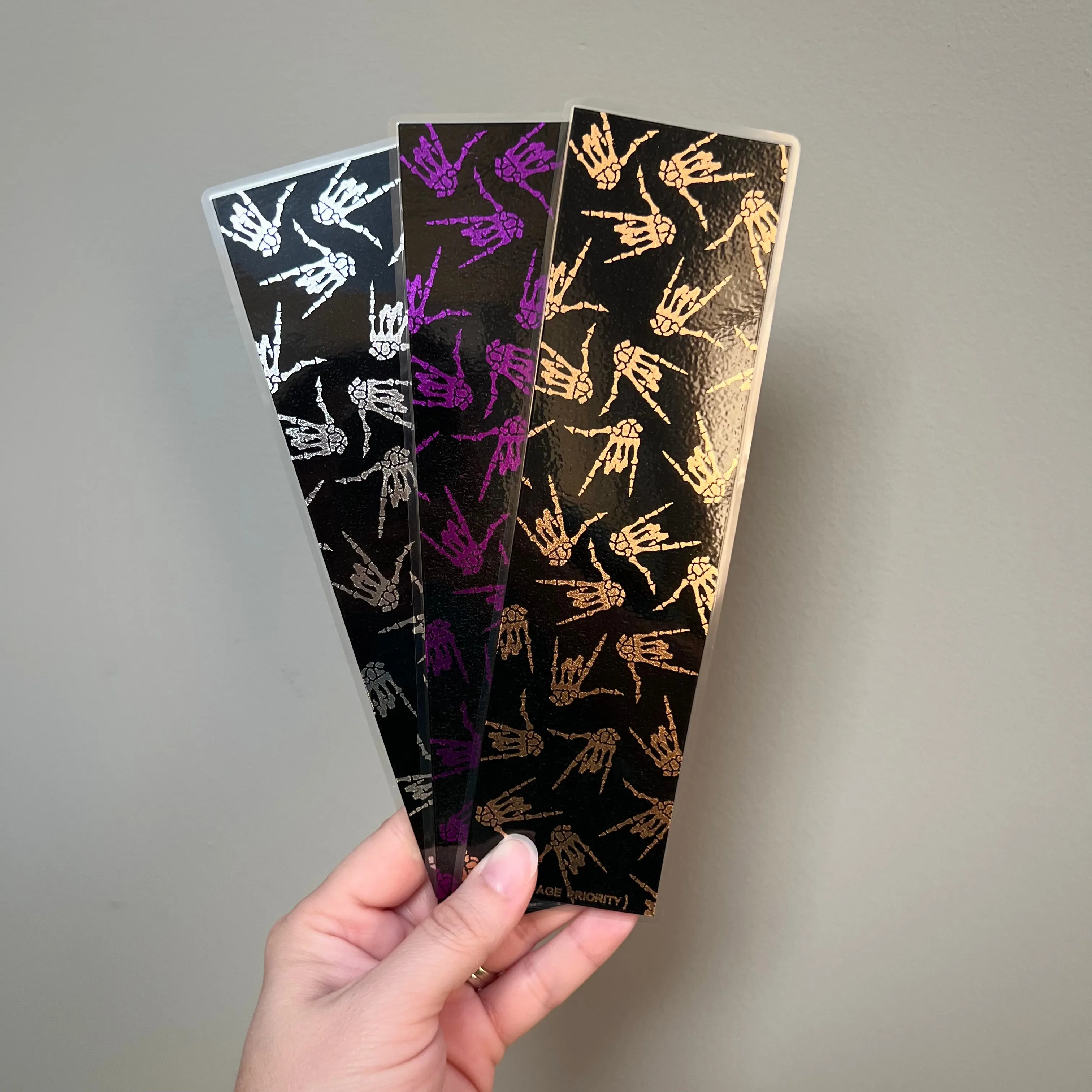 Skeleton ILY Foil Bookmark