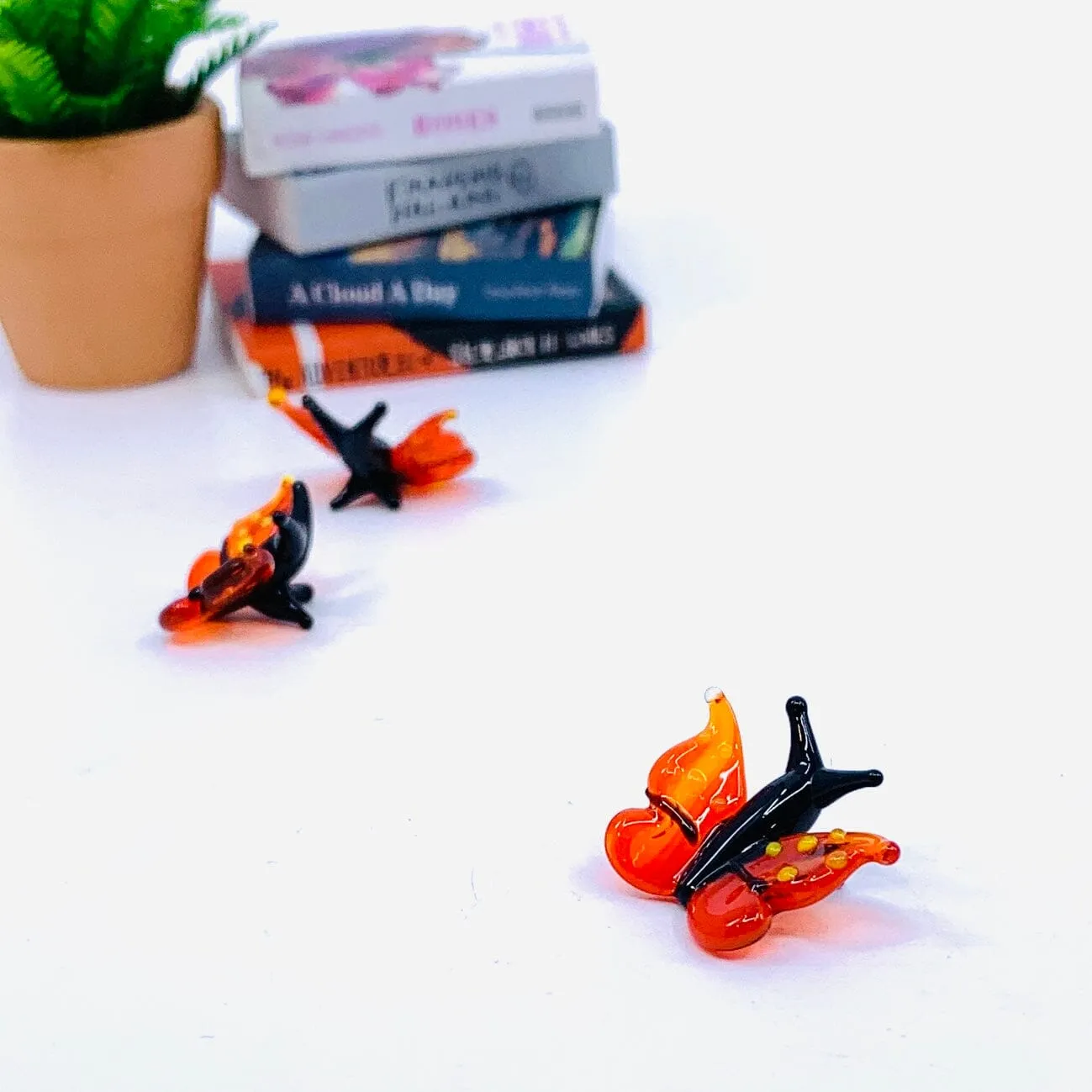 Tiny Glass Orange Butterfly 301