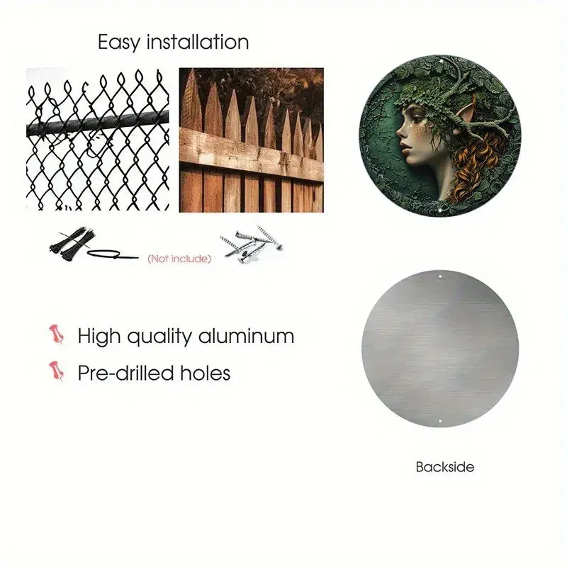 Woodland Elf Round Aluminium Metal Sign Wall Decoration