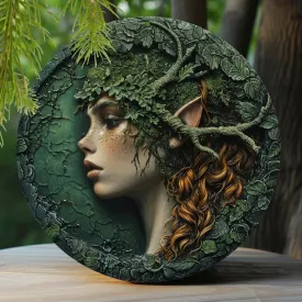 Woodland Elf Round Aluminium Metal Sign Wall Decoration