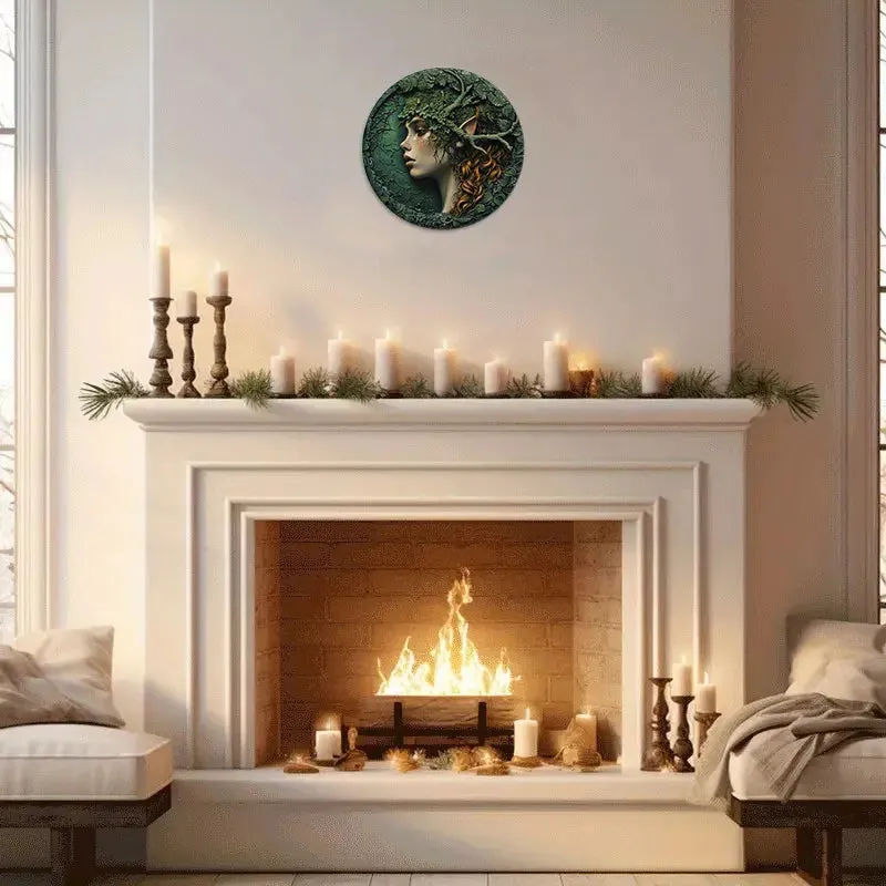 Woodland Elf Round Aluminium Metal Sign Wall Decoration