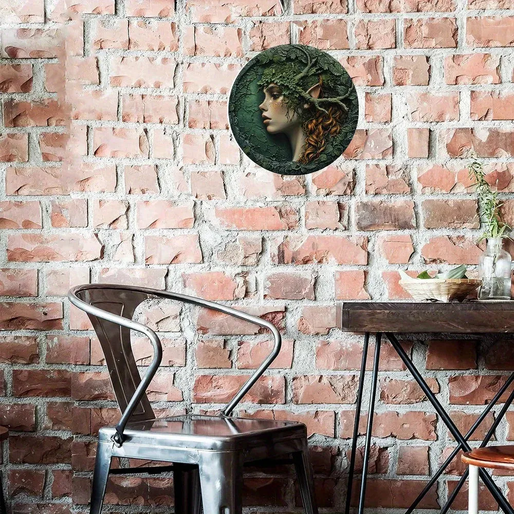 Woodland Elf Round Aluminium Metal Sign Wall Decoration