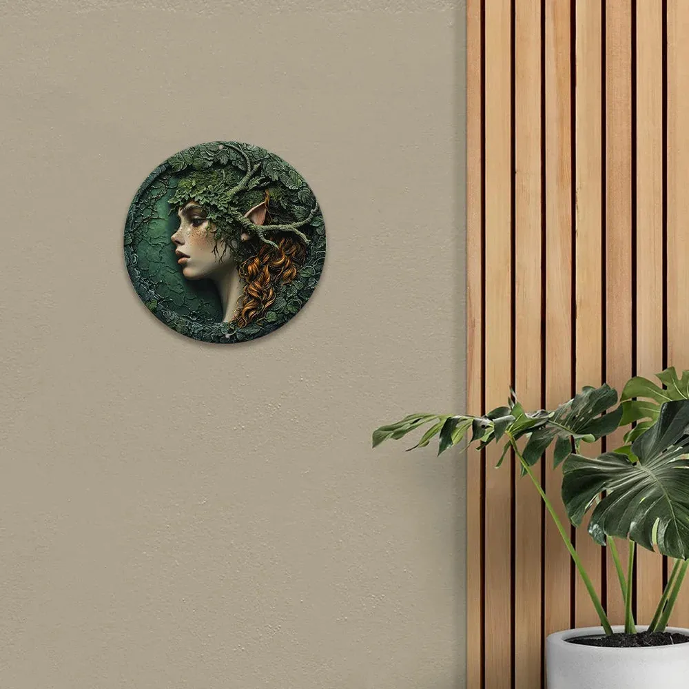 Woodland Elf Round Aluminium Metal Sign Wall Decoration